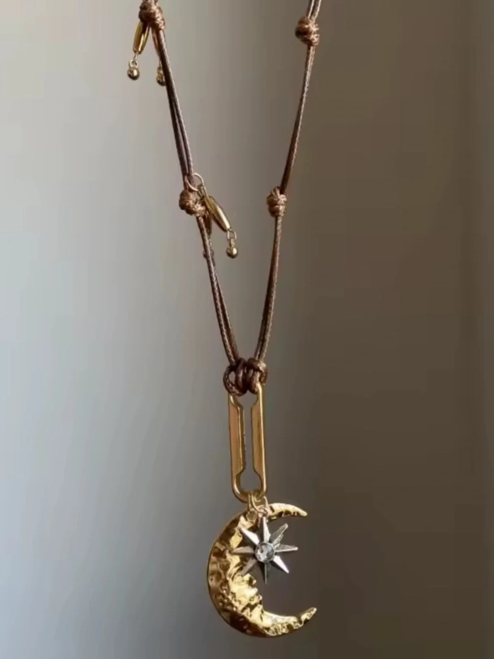 Celestial Moon Cord Necklace